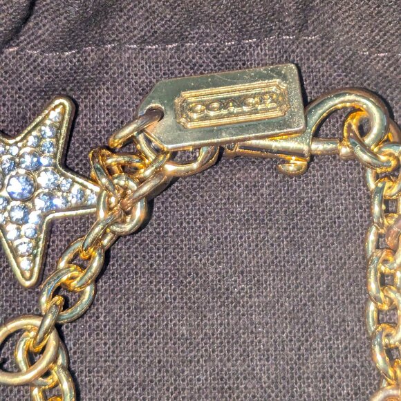 COACH Gold Tone Multi Charm Bracelet, Pouch & Original Box - Picture 4 of 10